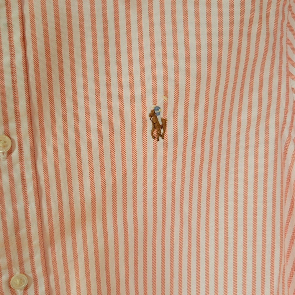 RALPH LAUREN Striped Orange Women's Shirt (Perfect Condition) - Picture 2 of 7